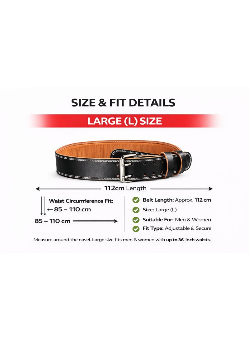 Maanys Weight lifting belt , Durable Black Belt with Contoured Design and Double-Prong Metal Buckle , Improve Your Powerlifting Form & Technique - Image 3